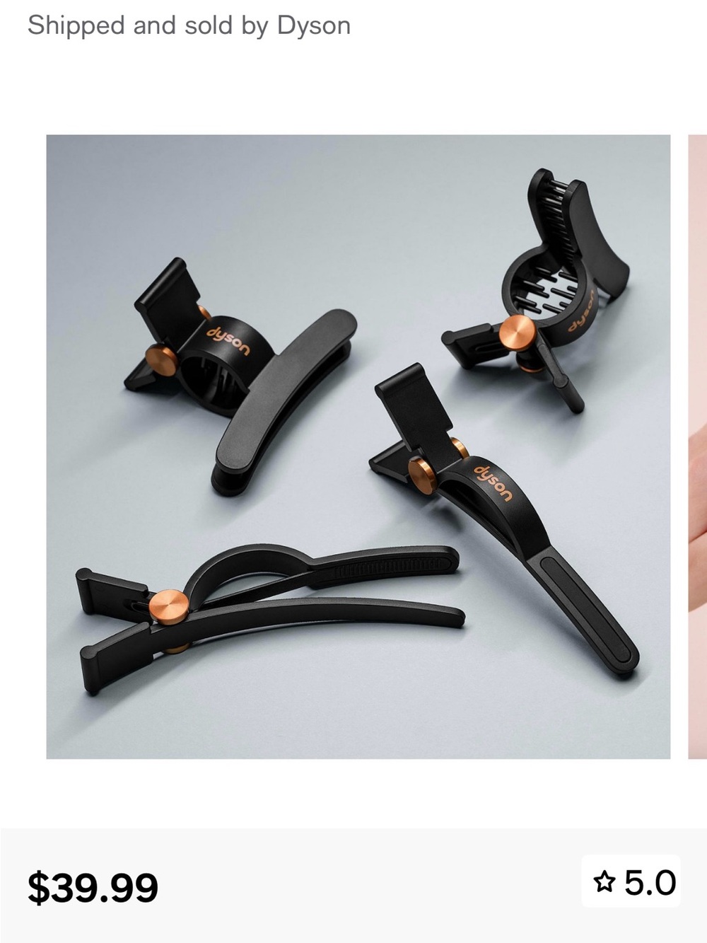 Dyson Black and Copper Hair Clip Set for Styling. Brand new